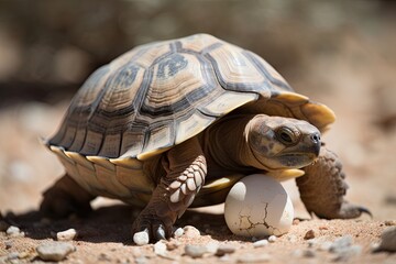 Poster - desert tortoise emerging from its shell for the first time, created with generative ai