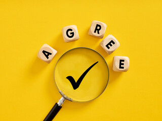Wall Mural - business agreement, deal or approval. analysis and acceptance. assessment and confirmation. the word