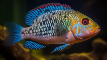 Wall Mural -  Stunning African Cichlid with Multi-colored Scales