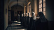 Nuns in the convent. Generative Ai