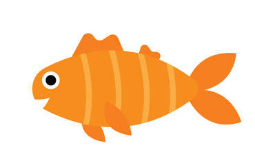 Concept Underwater fishes golden fish. This illustration is a flat vector illustration with a web design concept featuring a golden fish in an underwater setting. Vector illustration.