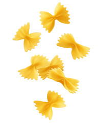 Wall Mural - falling raw farfalle, uncooked italian pasta, isolated on white background, full depth of field