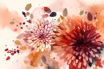 Sticker - Abstract background of autumn flowers and plants.Beautiful, minimalistic print for your decor for postcard, congratulations and poster. Generative AI