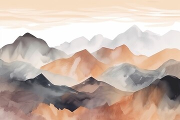 Sticker - mountain, landscape, sunset, mountains, sky,  Generative AI