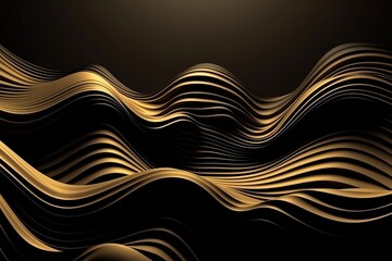 Canvas Print - Abstract background of golden lines on a black background.Beautiful, minimalistic print for your decor for postcard, congratulations and poster. Generative AI