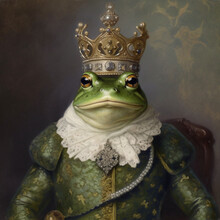 Royal Portrait Of A Frog King AI Generative