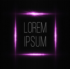 Wall Mural - magic luminous frame. sale concept. purple banner with light effect. shiny design for discount, sale