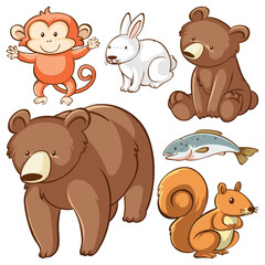 Poster - Set of simple animals cartoon character