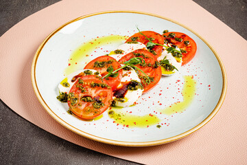 Canvas Print - tomato with mozzarella and olive oil