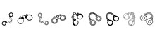 Handcuffs Vector Icon Set. Police Illustration Sign Collection. Criminal Symbol Or Logo.