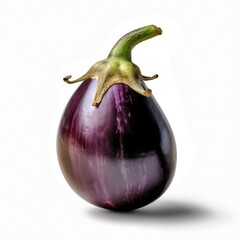 Wall Mural - Fresh eggplant with stalk ingredient for food on a white background Generative AI Illustration