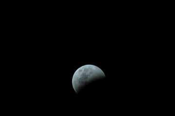 Wall Mural - Beautiful view of a Partial Lunar Eclipse before totality on a black background
