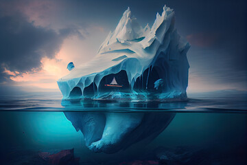 Wall Mural - Iceberg floating in sea