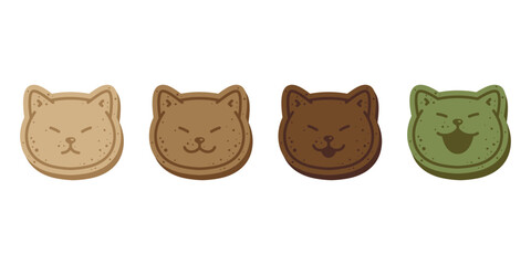 Poster - cat vector kitten cookies icon face head neko calico cracker snack food pet character cartoon symbol tattoo stamp scarf illustration design isolated