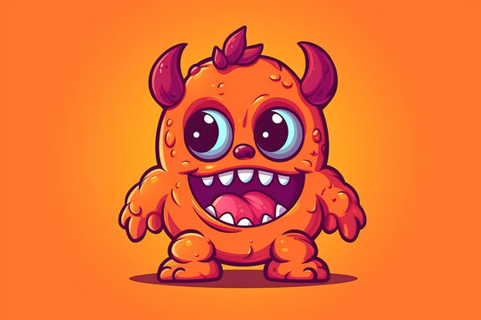 A whimsical little monster mascot, bursting with fun and quirkiness, ideal for adding a playful touch to creative projects