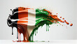 Zambia Country Flag Colors of Liquid Oil Paint Splashing and Explosion Abstract Art on White Backdrop AI Generative