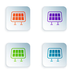 Sticker - Color Solar energy panel icon isolated on white background. Set colorful icons in square buttons. Vector