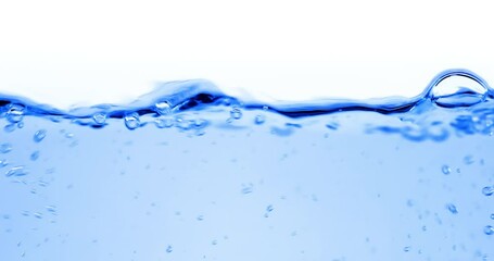 Wall Mural - Many bubbles in water close up, abstract water wave with bubbles in slow motion