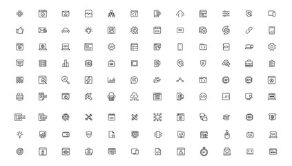 Software development icon collection. Programming coding icon set. Programmer and developer symbol
