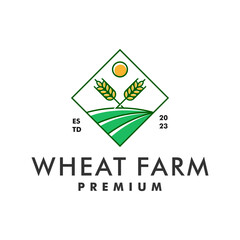 Wall Mural - Wheat Farm Agriculture Logo Design Vector Illustration