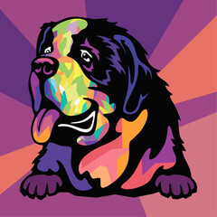 Canvas Print - st bernard pop art style illustration, artistic portrait of a cute dog