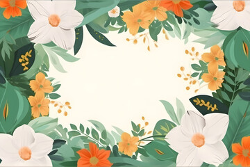  natural background with floral frame. generative ai