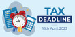 Tax Filing Deadline. Tax day due date April 18 2023. Vector banner.