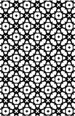 Wall Mural - Seamless abstract geometric repeated grid pattern along with floral shapes design vector element in black color 