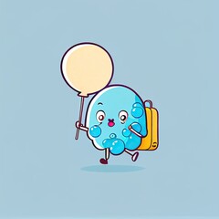 Wall Mural - cute balloon cartoon character going on vacation, cartoon style, modern simple illustration, created with generative ai