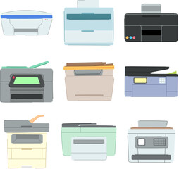 Sticker - printer paper set cartoon vector illustration