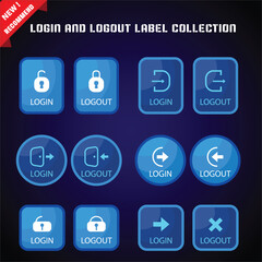 Wall Mural - login and logout label collection