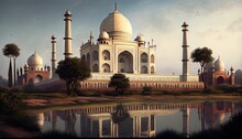 Taj Mahal In Agra Country