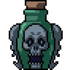 Poster - pixel art fantasy skull potion