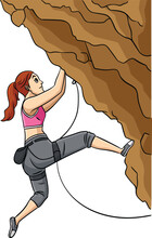 Rock Climber Cartoon Colored Clipart Illustration