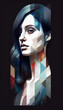 © BlueMistFilmStudios - Colorful Women Face Portrait Colored and Arranged into Stained Glass Design AI Generative