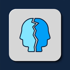 Poster - Filled outline Bipolar disorder icon isolated on blue background. Vector