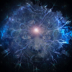 Wall Mural - face with lightnings