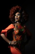 poc drag queen, powerful & strong on black background, made with generative ai