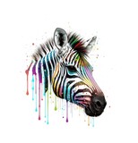 Fototapeta Zwierzęta - zebra and foal faces on your t-shirt with colorful paint droplet generative ai