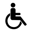WHEELCHAIR PICTOGRAM, DISABILITY BLACK ICON, REDUCED MOBILITY