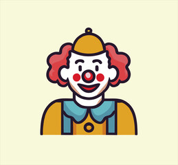 Sticker - half body circus clown illustration design in smiling style, clown icon vector. colorful symbol illustration