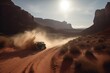Buggy rides in the desert or sandy canyon. Generative ai