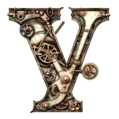 An image was created with a letter V in a steampunk style - generative ai.