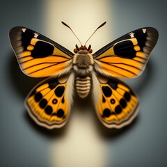 Wall Mural - Very beautiful blue yellow green butterfly in flight isolated on a transparent background.