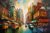 Fototapeta Nowy Jork - Nowy Jork abstrakcja kolorowa grafika surrealizm Generative AI