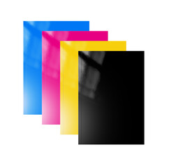 Wall Mural - CMYK booklets set mockup on transparent background