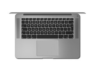 Poster - Open laptop top view isolated on transparent background. Dark silver. 3D render