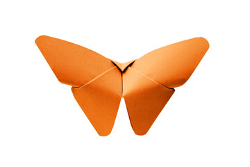 Wall Mural - orange paper butterfly origami isolated on a white background