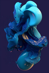 Wall Mural - Abstract Blue Dynamic Shapes. Ai generative