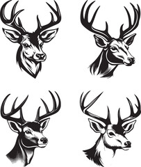 Wall Mural - A deer head with a black and white pattern